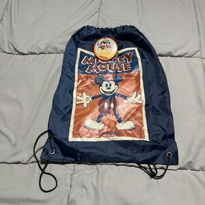 Walt Disney World Mickey Mouse Blue Drawstring Cinch Sack Backpack & 1st Visit
